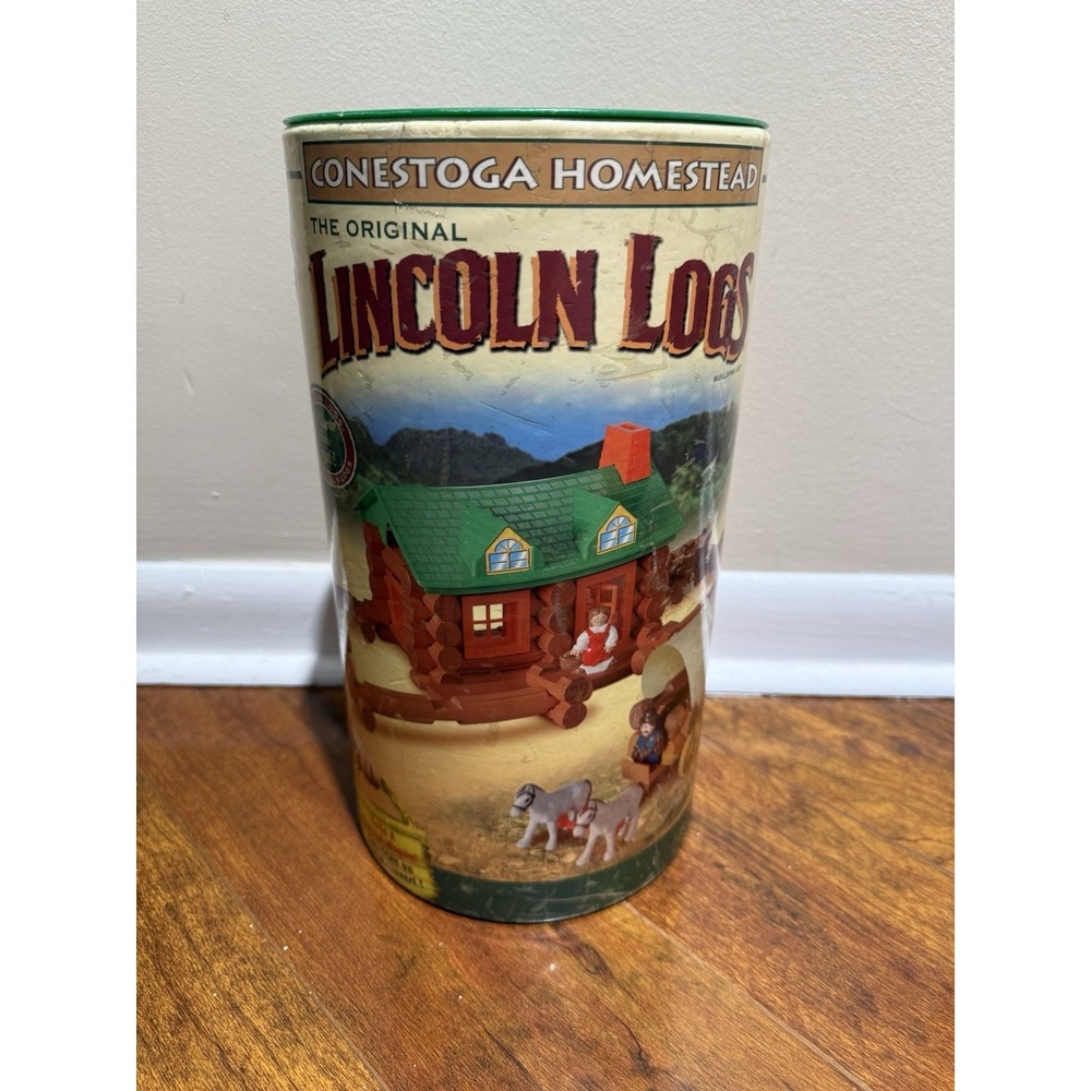 Lincoln Logs Conestoga Homestead Wood Building Set Covered Wagon Figures 2002